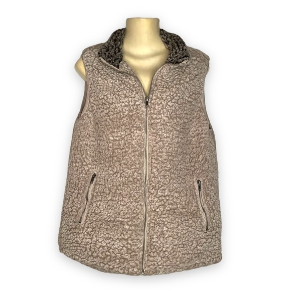 Thread + Supply Sherpa Sleeveless Vest Jacket Plush Fleece Top Size Medium - Picture 1 of 7